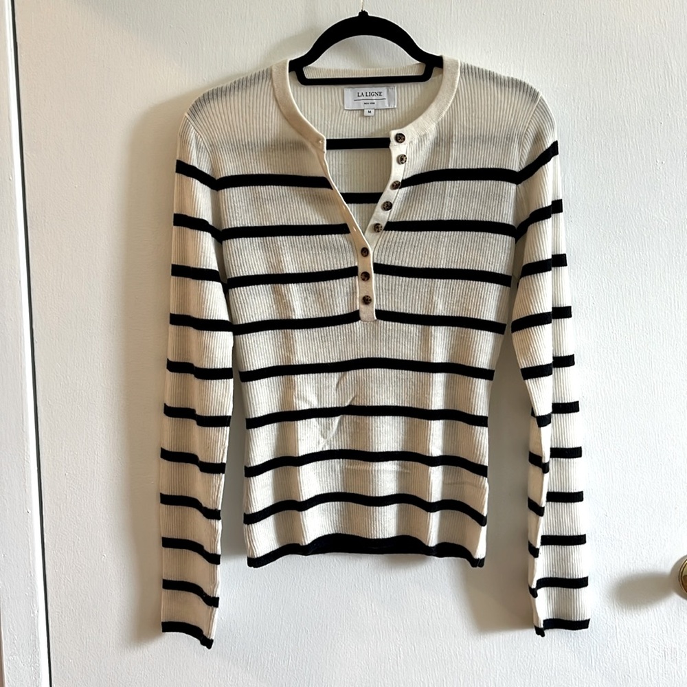 La Ligne Cashmere Striped Breton Henley